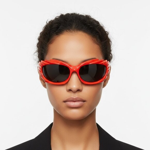 Balenciaga Unisex Shield/Wrap Red Red Grey Fashion Designer Eyewear